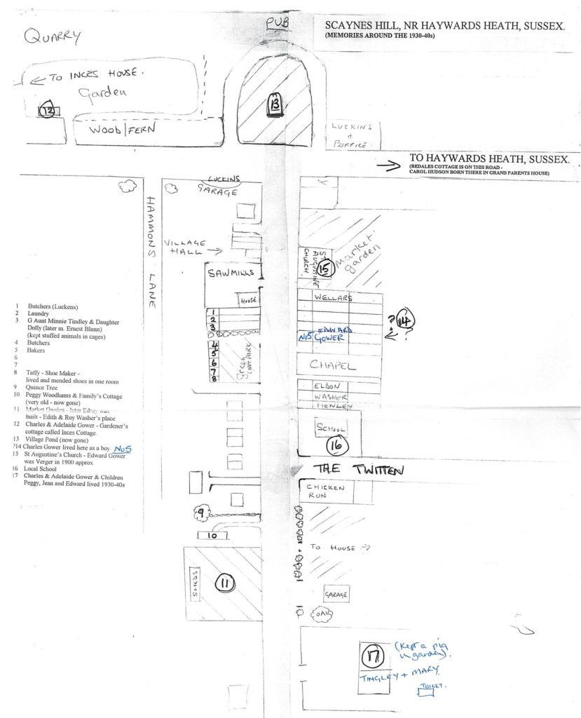 Map of Scaynes Hill in 1940-50s